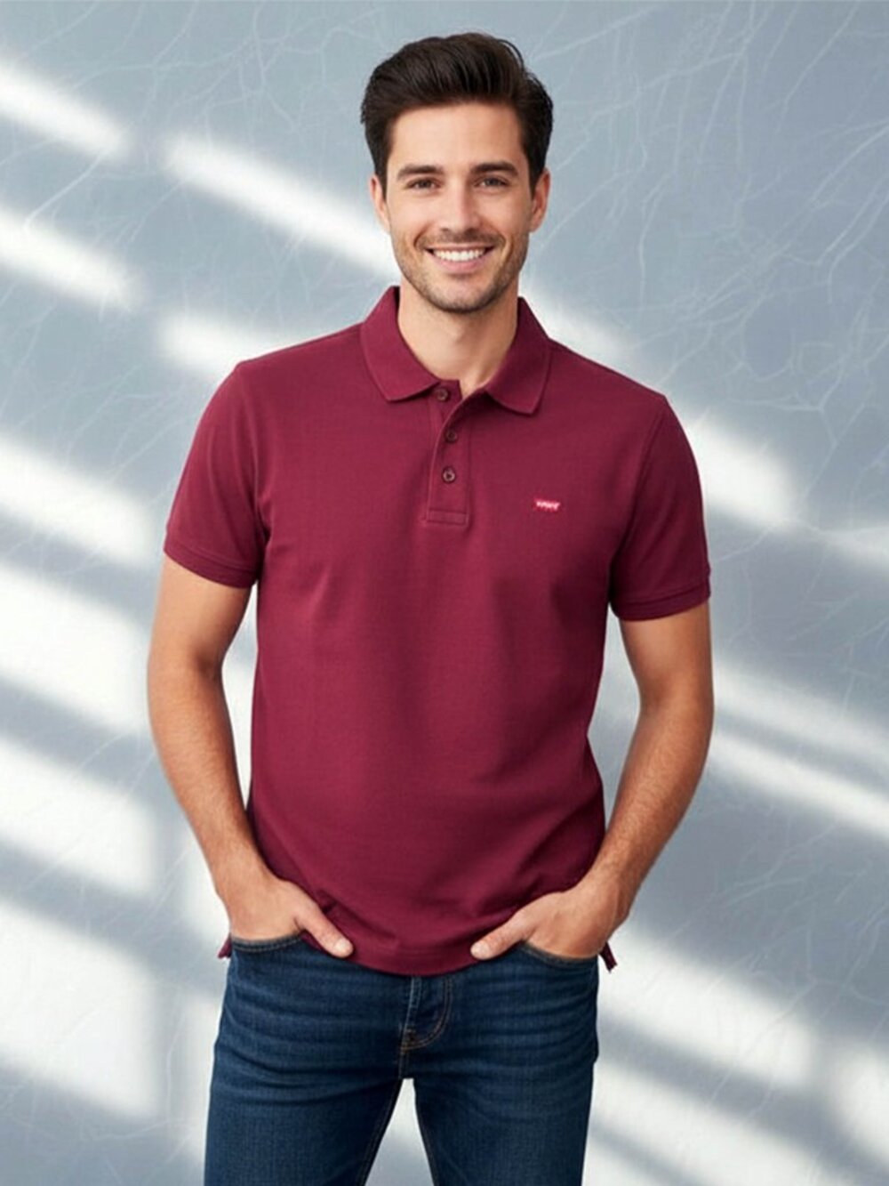 Levi Strauss and Co Mens Polo Shirt Small Red Short Sleeve Pocket Logo